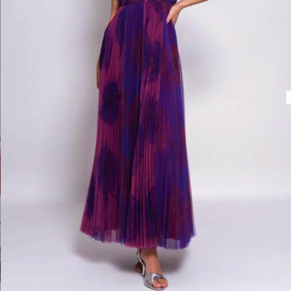 Hutch Tarina Print Pleated One-Shoulder Gown - Picture 4 of 4